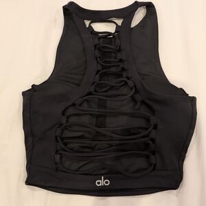 ALO Yoga Black Strappy Tank Top